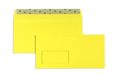 100 Briefumschläge Gelb 114x229 mm (DIN C6/5) mit Haftklebung