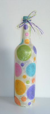 DIY - Leuchtflasche - beleuchtete Flasche - RETRO - Dots - KREISE - weiß - 31cm
