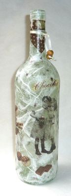 DIY - Leuchtflasche - beleuchtete Flasche - Chocolat - Schokolade - weiß - 31cm