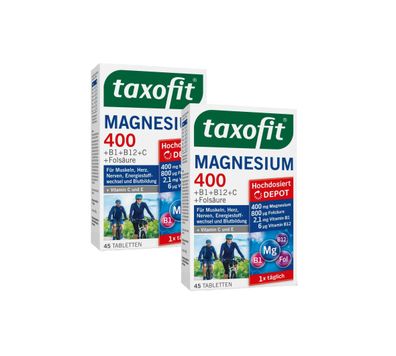 taxofit® Magnesium 400 2x 45 Tabletten Depot Muskeln Herz Nerven Blutbildung