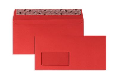 100 Briefumschläge Rot 114x229 mm (DIN C6/5) mit Haftklebung
