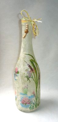 DIY - Leuchtflasche - beleuchtete Flasche - Am Teich - Seerose - vanille - 29cm