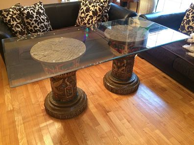 Tisch Glastisch Esstisch Ägypten Mythologie Antik Glas Wohnzimmer Küche Hand bemalt