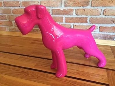Hund Schnauzer Statue Büste Skulptur Hand bemalt Frostsicher Tier Dog Kunst