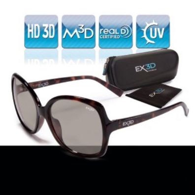 EX3D Damen 3D Brille passiv Retro Polfilterbrille für HD 3DTV Beamer Kino RealD