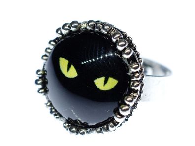 Cabochon Katzenaugen Ring Miniblings Fingerring Katzenaugenring Katze Auge Augen