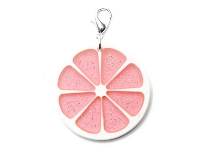 Grapefruit Pampelmuse Charm Orange Zitrone Zipper Anhänger Bettelanhänger pink