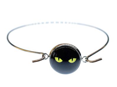 Katzenaugen Armreif Miniblings Armband Cabochon Katze Auge schwarz gelb
