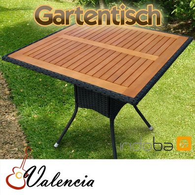 Gartentisch, Balkontisch aus Polyrattan, quadratisch, Serie Valencia von indoba®
