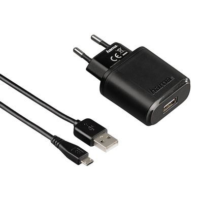 Hama Micro-USB Reiseladeset "Auto-Detect" Schnell Ladegerät 5 V/2,4 A, 1,5 m Neu