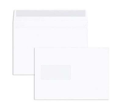 500 Briefumschläge Weiß (Hochweiß) 162x229 mm (DIN C5) mit Haftklebung