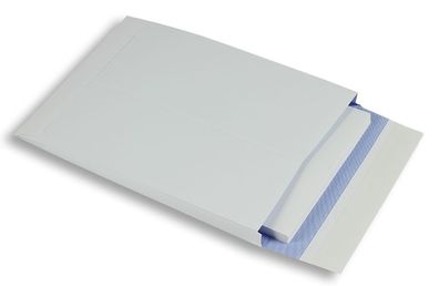 125 Faltentaschen Weiß 250x352x25 mm (DIN B4) mit Haftklebung