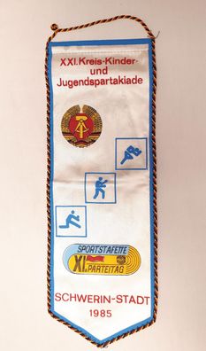 DDR Wimpel XXI. Kreis - Kinder und Jugendspartakiade Schwerin Stadt 1985