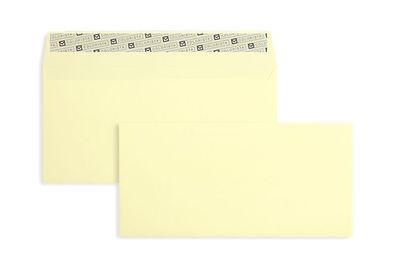 100 Briefumschläge Creme (Creme Gelb) 114x229 mm (DIN C6/5) mit Haftklebung