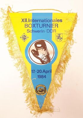 DDR Wimpel XII. Internationales Boxturnier Schwerin DDR April 1984