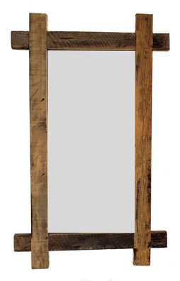 Wandspiegel mit Natur Rahmen (altes Holz) - eckig - 90x55 cm - Flur Spiegel