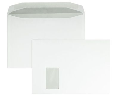 250 Kuvertierhüllen Weiß 229x324 mm (DIN C4) mit Nassklebung