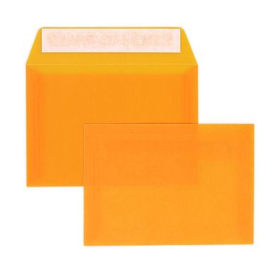 100 Transparente Briefumschläge Orange (Intensivorange) 114x162 mm (DIN C6) mit ...