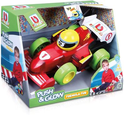 BB Junior Push & BGlow Spielzeugauto "Formula Fun" (rot) Auto Licht Sound Kinder