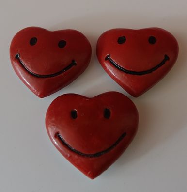 3 Stück Wunderschöne Kühlschrankmagnet Smiley Emoji Hertz Handarbeit & Handbemalt