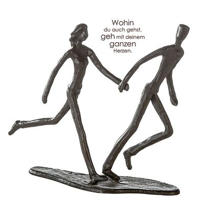 Skulptur Running COUPLE H17cm Eisen brüniert Dekoration Geschenk Paar Jogging