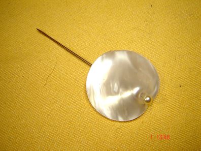 Vintage Hutnadel Perlmutt Muschel Perle Gesamtlänge 9,5 cm Z p