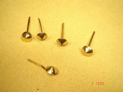 5 kleine Splint goldfarben glänzend spitzer Knopf Hutmacher Hutschmuck