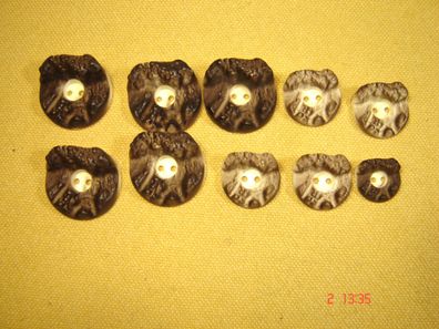 10 Stück Trachtenknöpfe sehr schön Hirschhorn Imitat rauh mit Kante 3 Größen