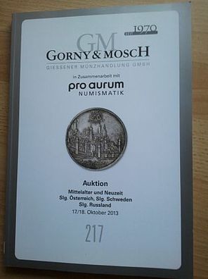 Auktionskatalog 217 Münzen aus Mittelalter und Neuzeit Gorny Mosch München gebraucht
