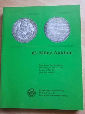 Auktionskatalog 63 Münzen Heidelberg Münzhandlung Grün gebraucht