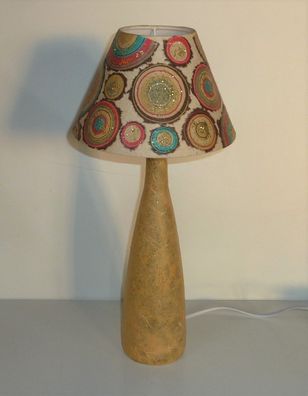DIY - Lampe - Leuchte - Tischleuchte - RETRO - Kreise - beige bunt - 43cm
