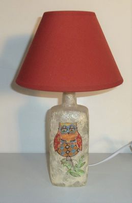 DIY - Lampe - Leuchte - Tischleuchte - EULE - rot beige bunt - 33cm