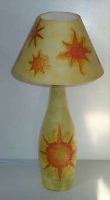 DIY - Lampe - Leuchte - Tischleuchte - SONNE - gelb orange - 42cm