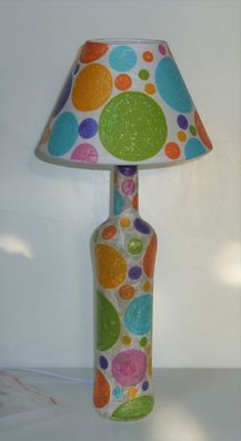 DIY - Lampe - Leuchte - Tischleuchte - RETRO - Dots - punkte - bunt - 46cm