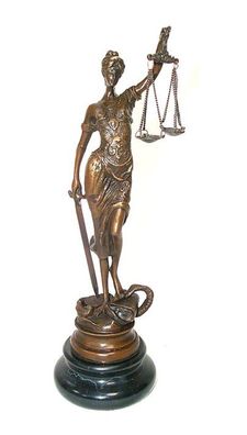 Bronzefigur, Bronze Skulptur Justitia, Justizia Göttin der Gerechtigkeit 24 cm