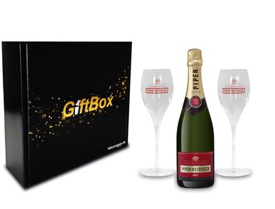 Piper Heidsieck Geschenkset - Piper Champagner Brut 750ml (12% Vol) + 2 Flöten