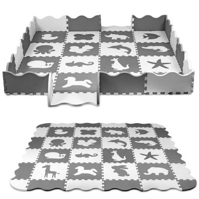 Puzzlematte Spielmatte Spielteppich Kinderteppich mit Rand Nestchen Nest 52-tlg