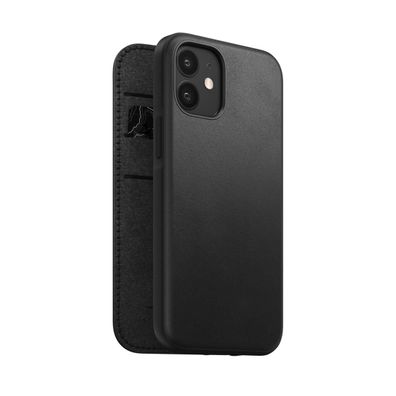 Nomad Rugged Folio Case für Apple iPhone 12 Mini - Black Leather (Schwarz)