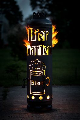 Feuerstelle Biergarten Gasflasche Feuertonne mit Bierkrug für Garten & Terrasse