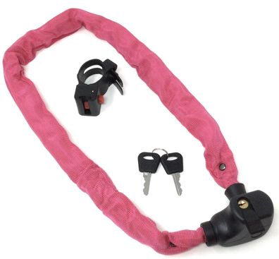 Kettenschloss rosa 100 cm mit Schlüssel und Halterung