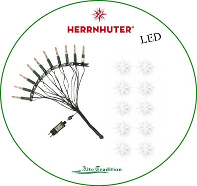 Herrnhuter Stern LED 10er Lichterkette weiß 13 cm Sternenkette Sterne