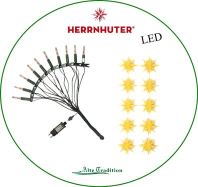 Herrnhuter Stern 10er Lichterkette gelb 13 cm Sternen Sternenkette LED