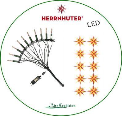 Herrnhuter Stern LED 10er Lichterkette gelb rot 13 cm Sternen Sternenkette