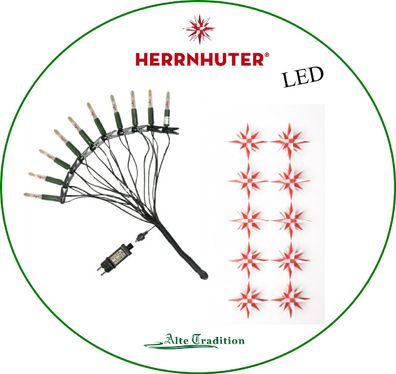 Herrnhuter Stern LED 10er Lichterkette weiß/ rot 13cm Sternen Sternenkette