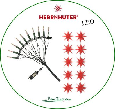 Herrnhuter Stern LED 10er Lichterkette rot 13 cm Sternen Sternenkette