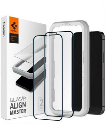 2 x Spigen Glass FC AlignMaster für iPhone 12 Mini Schwarz