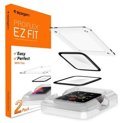2x Spigen Proflex "Ez Fit" Apple Watch 4/5/6/7/ SE (40/44mm) Hybridglas + Montagera