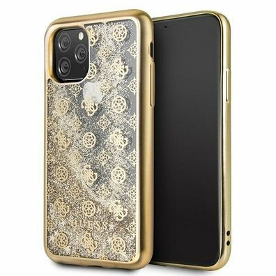 Guess iPHONE 11 PRO Gold Hartschalen Case Schutzhülle 4G Peony Liquid Glitter