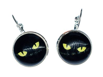 Cabochon Katzenaugen Ohrringe Miniblings Katzenauge Katze Halloween Auge schwarz
