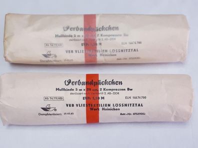 DDR Verbandpäckchen Mullbinde 5 m x 20 cm und 2 Kompressen Bw